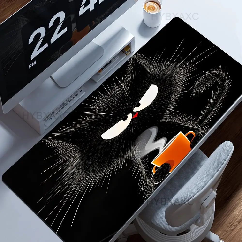 

HYBXAXC Black Cat Round Mouse Pad Durable Non-Slip Rubber Mat Gaming Desk Pad Mouse Mat Setup Desk Accessories Mousepad Carpet