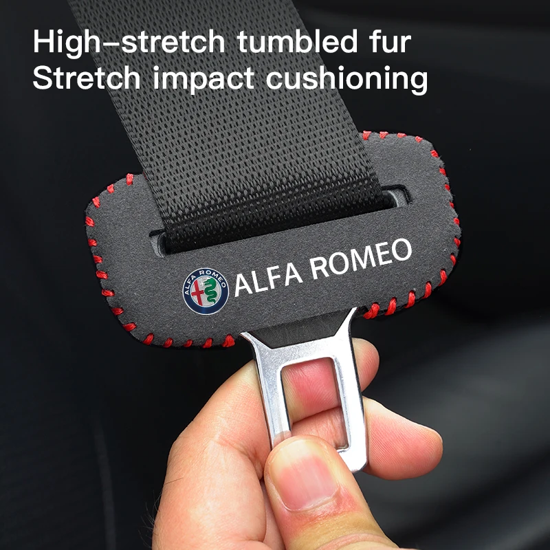 2Pcs Car Decorative Accessories seat belts Seat Safety Belt Buckle Cover For Alfa Romeo 156 159 147 4C 8C 166 Giulia Giulietta