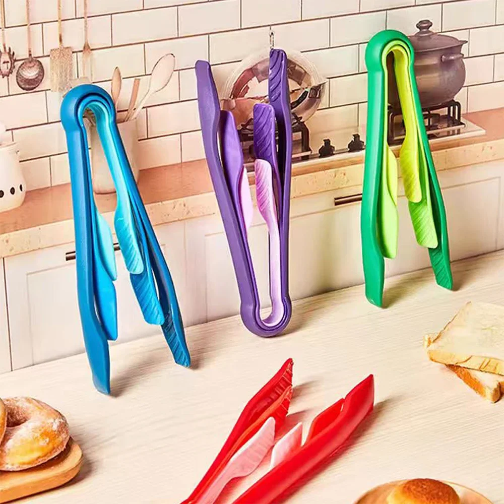 3Pcs/Set Reusable Food Bread Clip Kitchen Food Tongs Plastic Salad Bacon Steak Clamp Ice Tongs Baking Tools Gadget