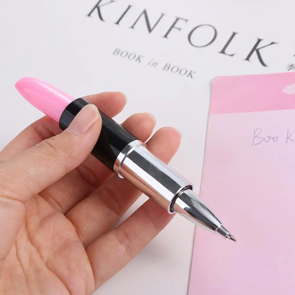 Długopis w kształcie szminki, długopis do pisania w kształcie szminki, plastikowy, realistyczny długopis żelowy, uroczy niebieski marker z końcówką do napełniania, długopis biurowy.