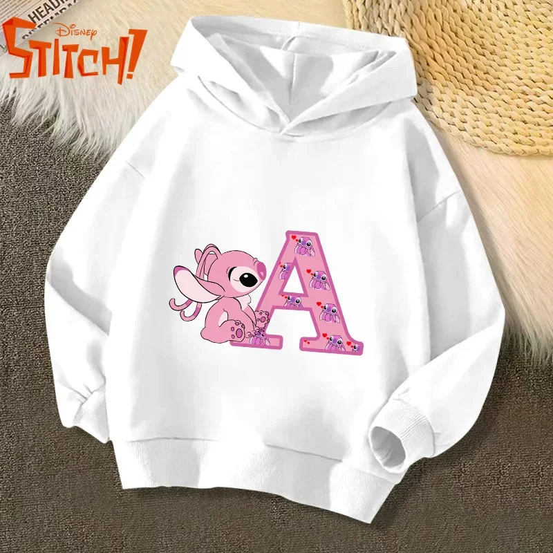 Kawaii Stitch kids 26 English Letters Long Sleeve Hoodie Y2k Clothes Angel Hoodies girl Clothing Hoodie boys Sweatshirts Hoodie