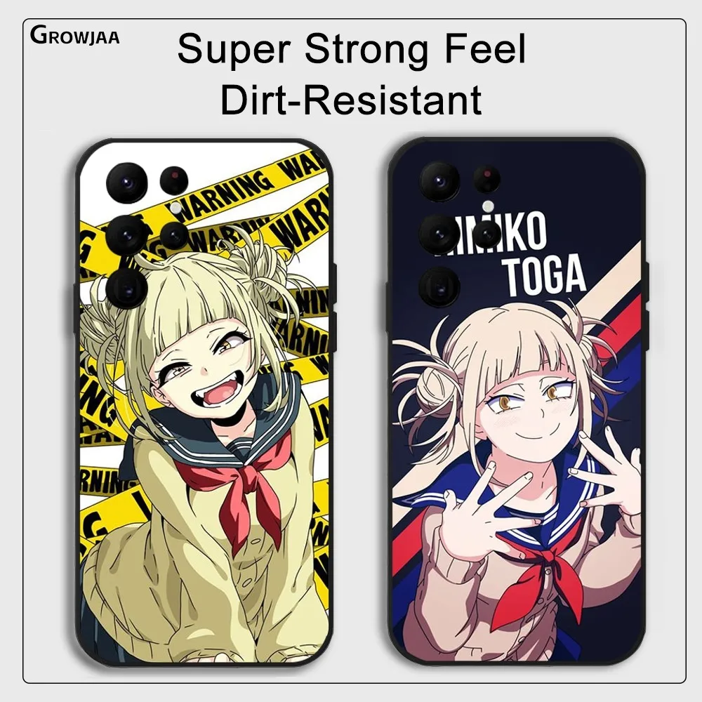 Anime H-Himiko T-Toga Phone Case for Samsung Galaxy S24 Ultra S22 S23 Ultra S21 S20 Protective Silicone Funda Black Phone Case