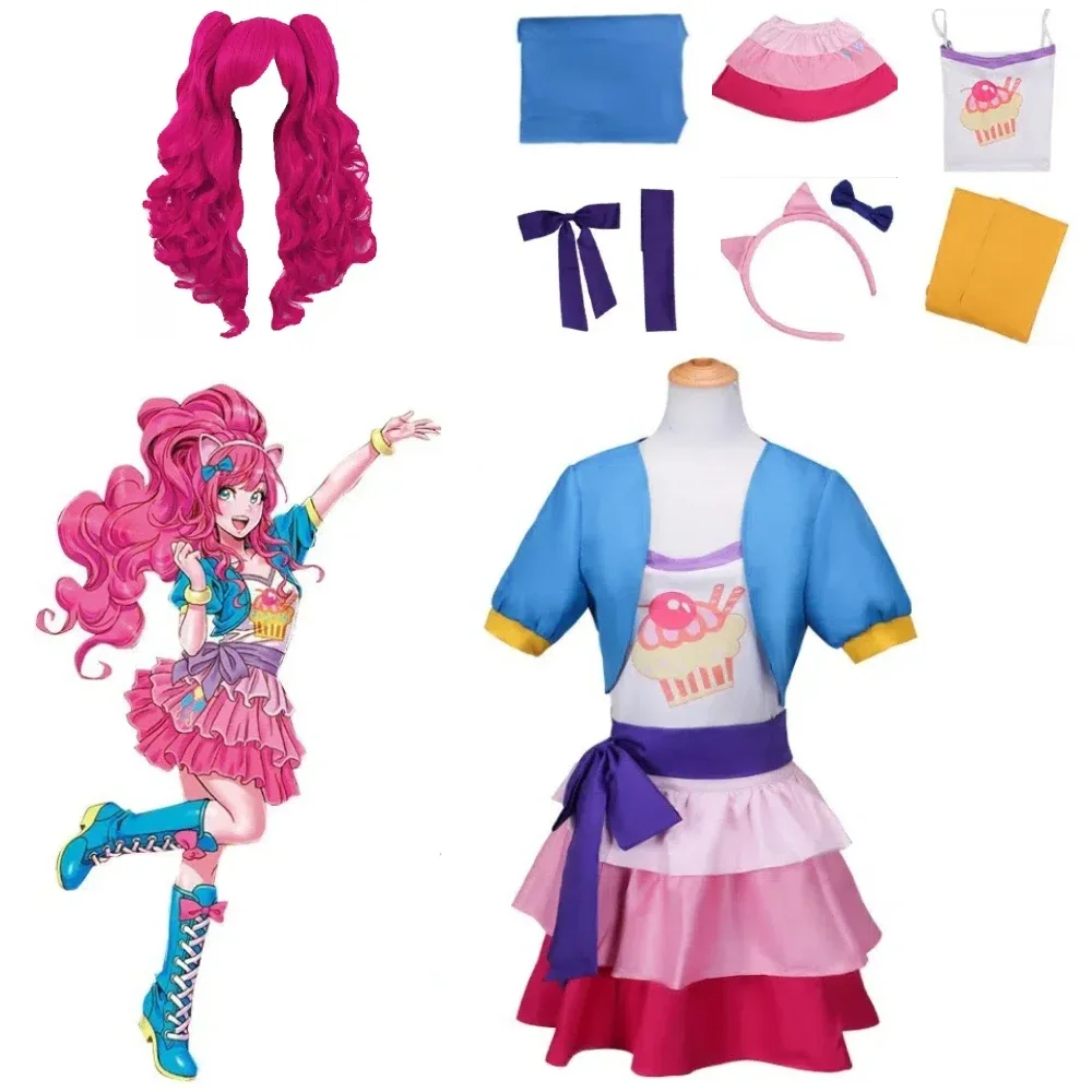 

Cartoon My Girls Women Little Pony Cosplay Suit Two Yuan Princess Cartoon Halloween Costume Little Pony Cosplay Hallowmas Dress