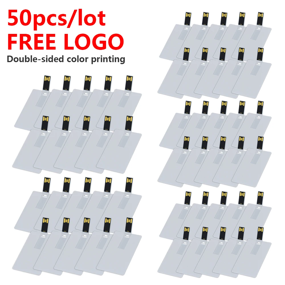 

50pcs Corporate gift business card u disk Wholesale credit bank card pen drive 16GB 32Gb 64Gb usb flash drive with custom logo