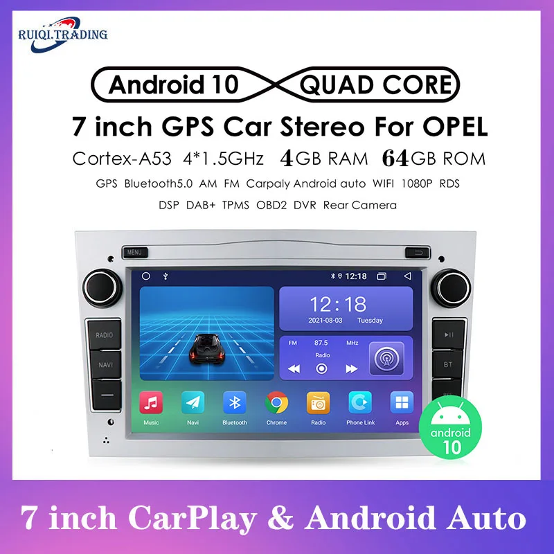 

7 Inch Automotive Multimedia Car Radio 2 Din Android Auto Carplay Screen Car Intelligent System Car Stereo GPS for Opel