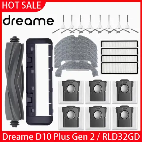 Compatibile (Dreame D10 Plus Gen 2 RLD32GD) Parti di ricambio Accessori Spazzola laterale principale Filtro Hepa Sacchetto per la polvere in tessuto per mop