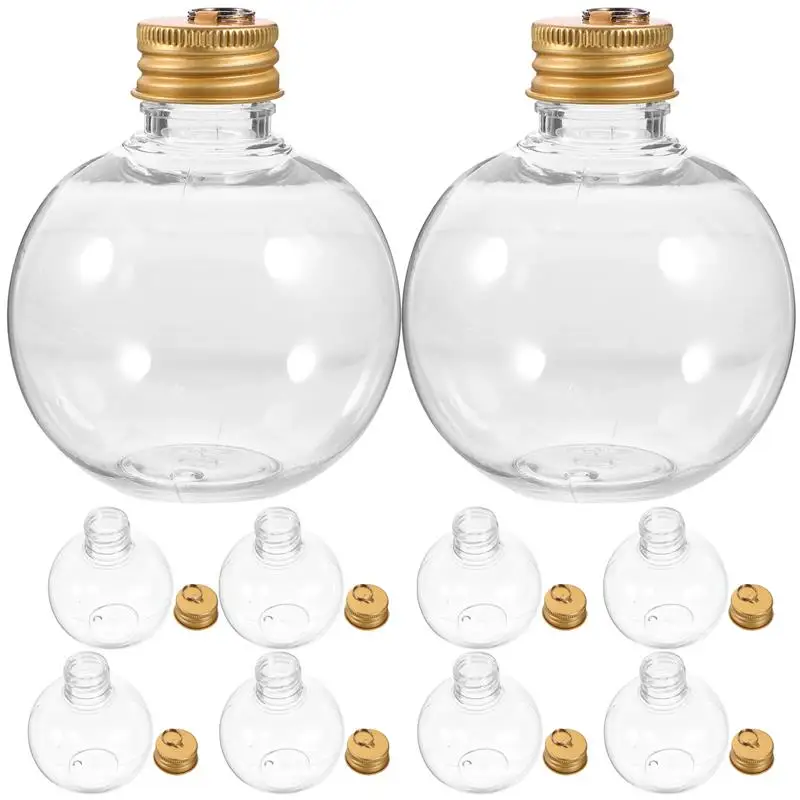 10 pçs árvore de natal ornamentos preenchíveis garrafa de água de bebida lâmpadas forma clara bola de natal pingente doces titular casa
