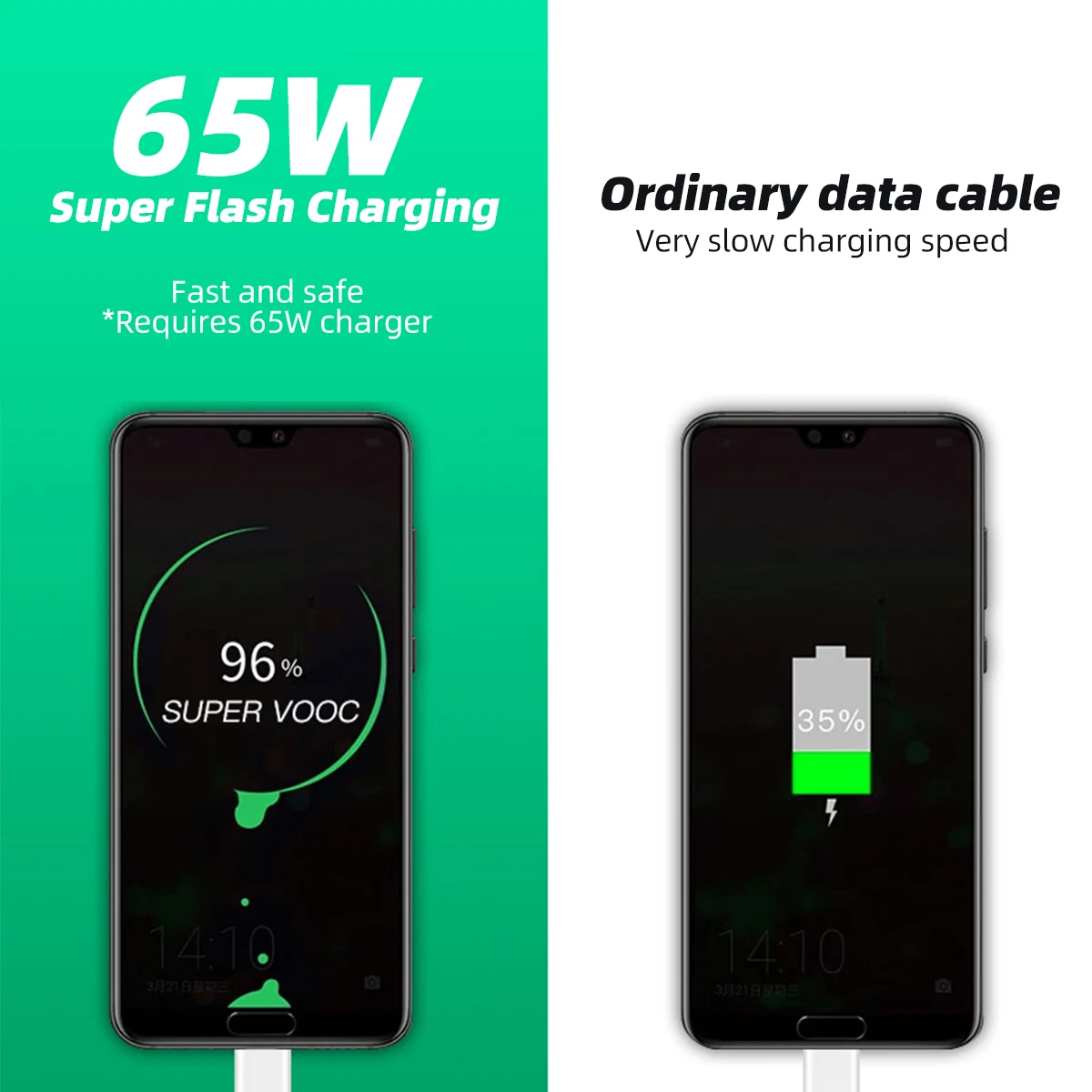 Câble de charge super rapide type C 65W, 6,5 A, pour OPPO R17 Reno4 Ace2 Find X2 Pro Reno 6 Pro 5G 5 4 3 F19 Realme Oneplus Data rette