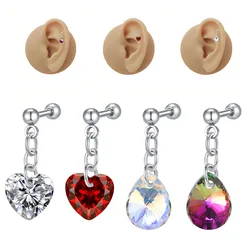 Cartilage Earring for Women Stainless Steel Earring Love, water drop CZ Studs Earrings Tragus Helix Conch Hoop Piercing Jewelry