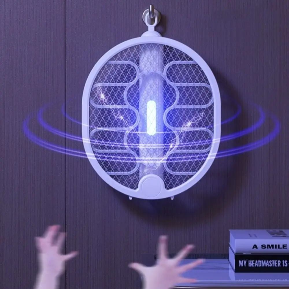 

Wall-mounted Electric Mosquito Racket with LED Night Light Handheld Fly Swatter Rechargeable Anti-mosquito Device Anti Fly