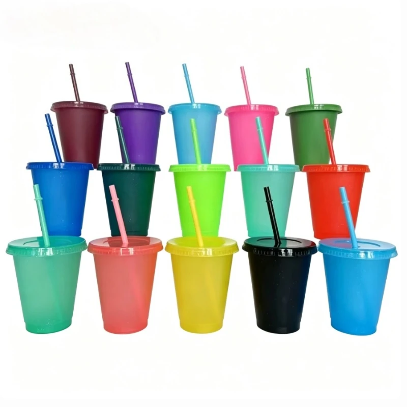 10PCS 475ml Glitter Glitter Sippy Cup Single-layer Glitter Milk Tea Cup Drink Cup Fast Food Restaurant Outdoor Barbecue Utensils