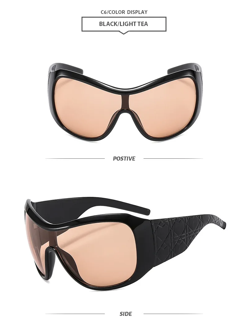 Vintage Square One Piece Shield Y2K Sonnenbrille für Frauen Neue Mode Rot Schwarz Farbverlauf Sexy Sonnenbrille Damen Oversize Shades – Detail 14