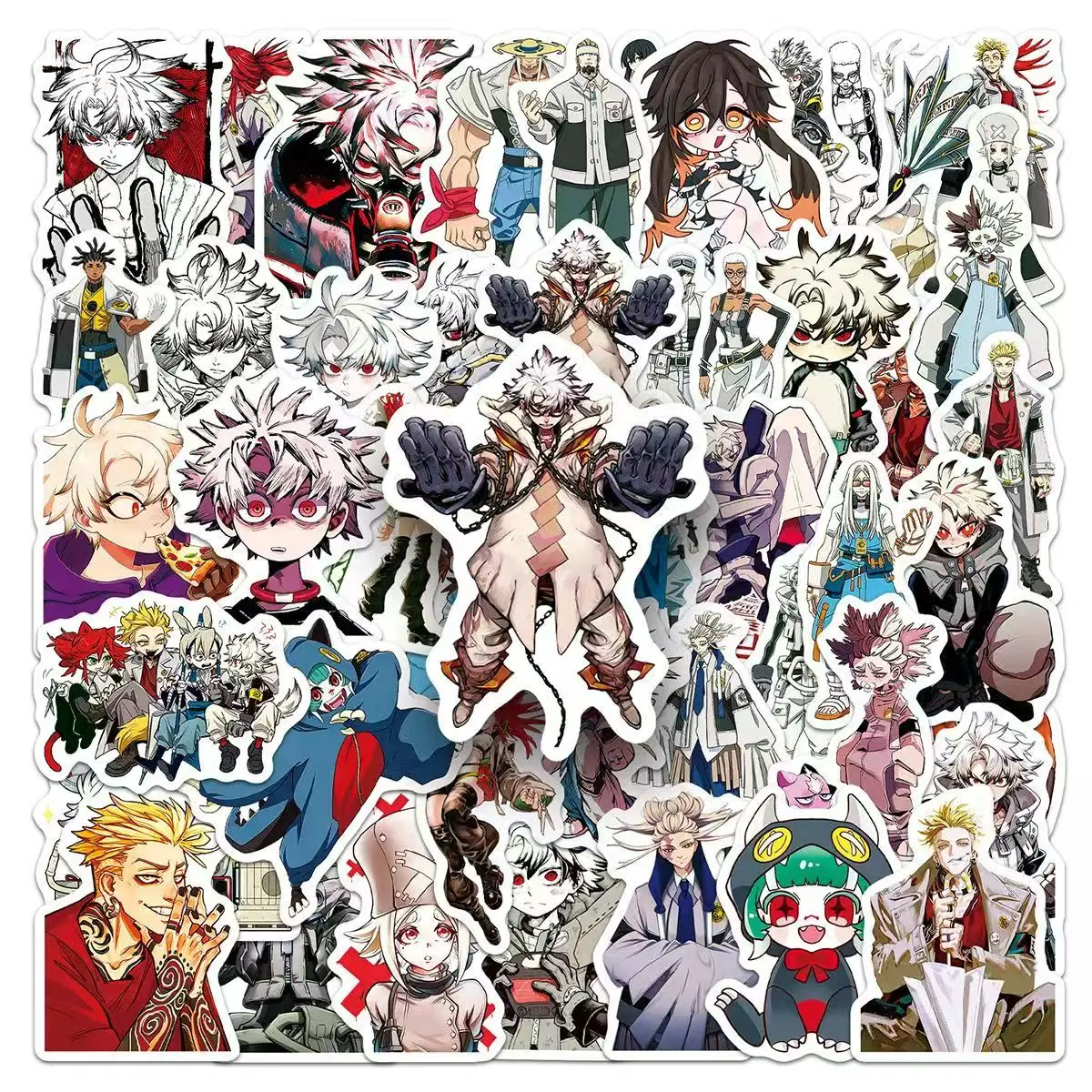 GACHIAKUTA Anime Stickers 50Pcs Rudo Enjin Zanka Cartoon Manga Character Graffiti Decals for Laptop Water Bottle Luggage Decor