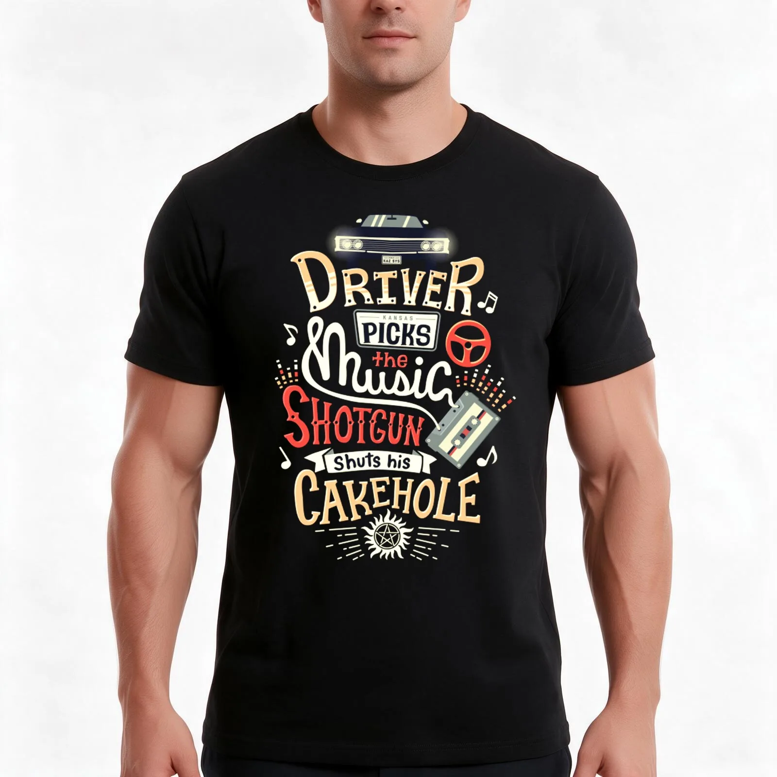 Driver Picks The Shotgun Cakehole T-Shirt Summer Casual Cotton Tee Oversized Streetwear Tops Vintage Graphic Print