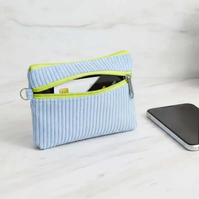 Multi-functional Corduroy Change Bag 1 PCS Portable Key Card Pouch Multi-color for Teenagers Daily Storage Use