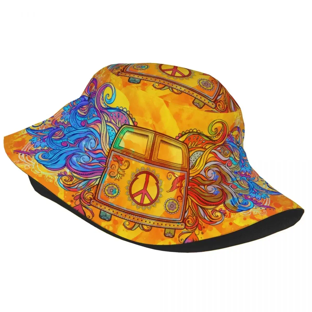 Hippie Car Mini Van Retro Fisherman Cap Hip Hop Gorras Summer Unisex Bucket Hat Outdoor Beach Camping Hiking Fishing Caps