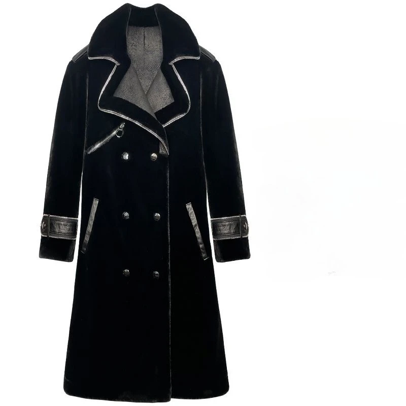 

Temperament Faux Fur Black High-end Fur Integrated Women's Woolen Jacket Spring New Mid-length Loose Imitation Mink Thick Coat