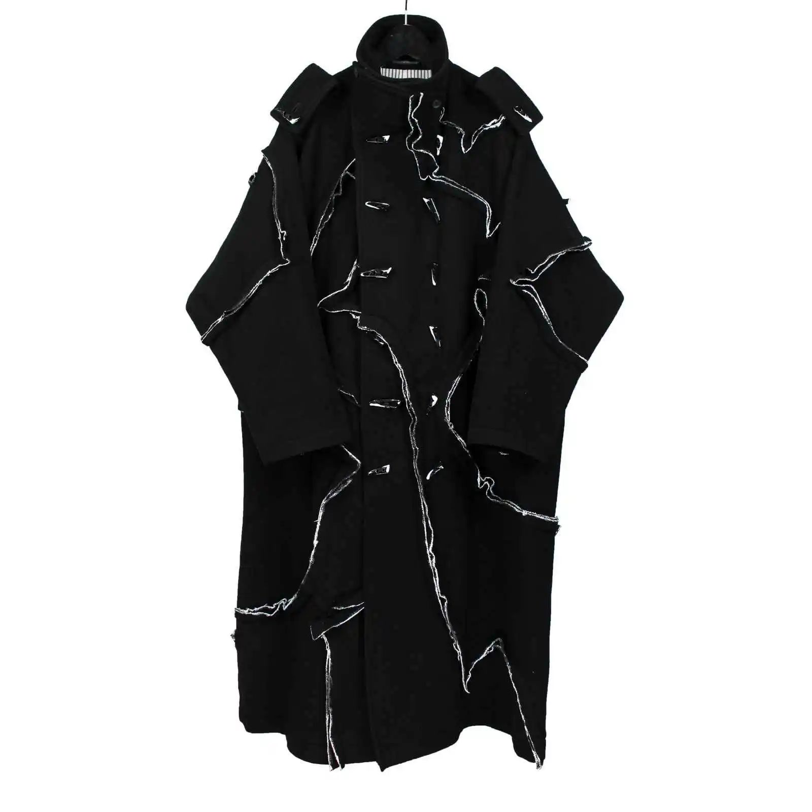 

TOP-YAMAMOTO оригинальный дизайн Темное оригинальное модное брендовое свободное шерстяное пальто с ручной росписью