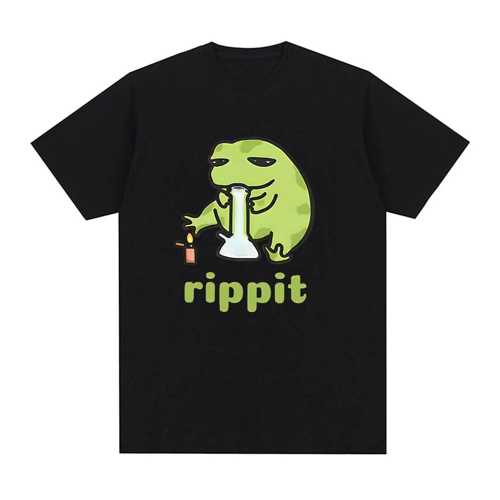 

Funny Rippit Frog Meme Graphic T Shirt Causal Cotton Short Sleeve T-shirt Streetwear Men's Women Fashion Harajuku T-shirts Tops