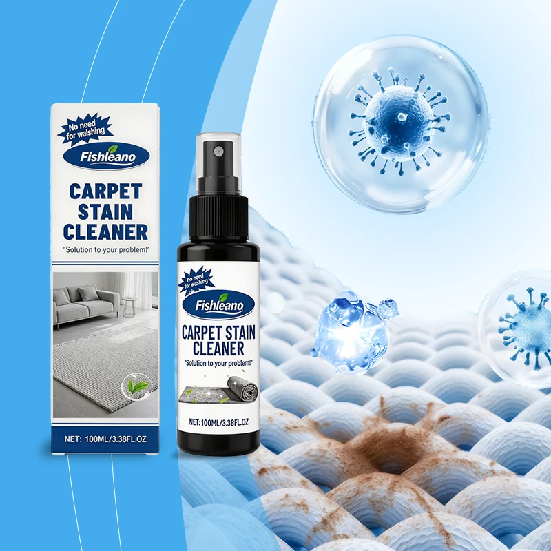 Fishleano Carpet Stain Cleaner Spray 100ml Rinse-Free Spot Remover for Coffee Wine Stains on Rugs