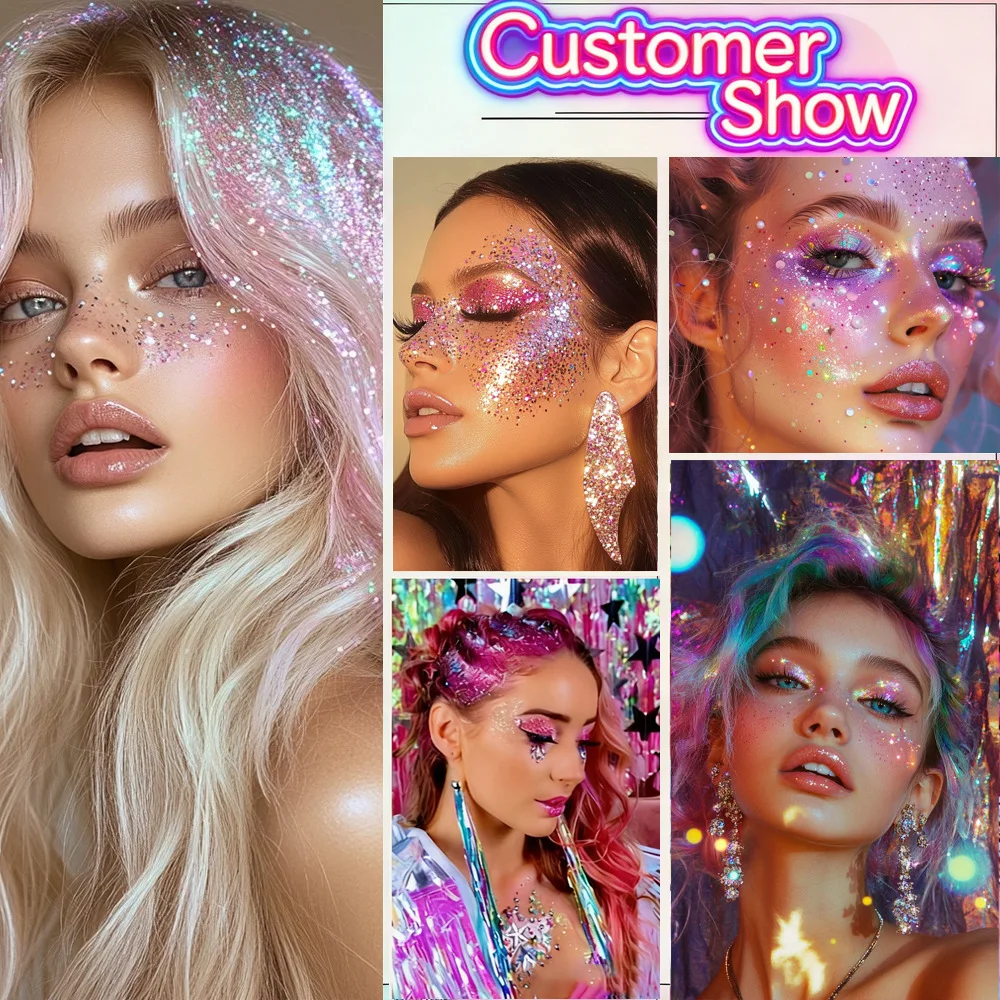 Sparkling Sequins Glitter Gel Stick 8 Colors Sequin Body Glitter Cosmetic Stick Hair Glitter Stick Festival Makeup for Christmas