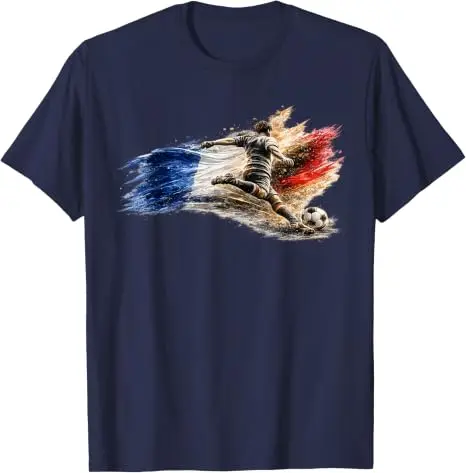 Frankreich Fußball Französisches Fußball-T-Shirt aus Weicher Baumwolle Y2k Fußball-Spieltag Grafik-Bekleidung Frankreich-Team Fans Personalisiertes Trikot-Shirt – Detail 13