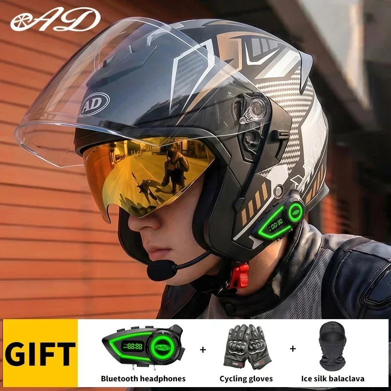 Dot Certified Abs Motorcycle Helmet with Bluetooth Unisex Casco Motorcycle Helmets Cotton Lining Open Face Helmet Factory