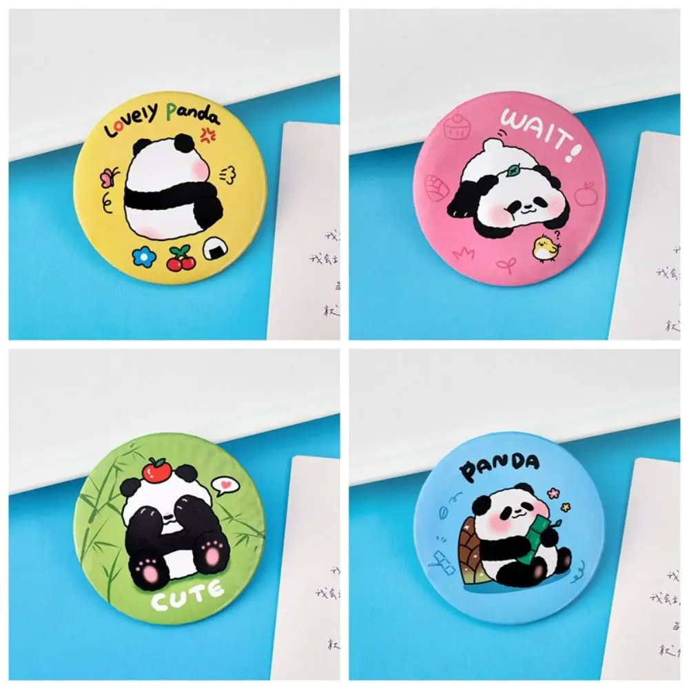 Touch Up Small Round Mirror Mini Panda Small Mirror Cartoon Portable Makeup Mirror Compact Creative Pocket Mirror Women