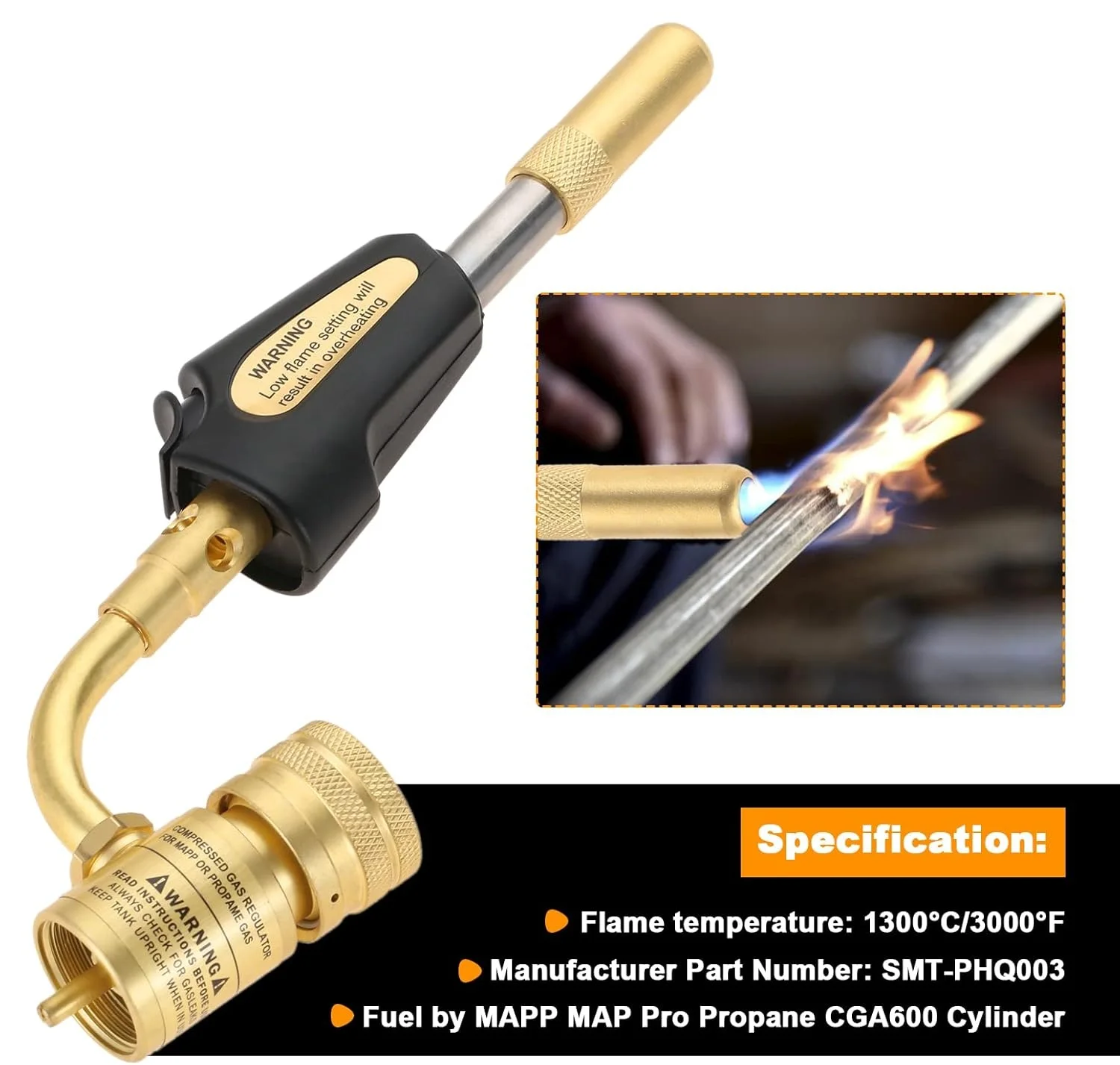 1set Propane Mapp Gas Turbo Torch Head Brass Nozzle with Self Ignition Trigger Adjustable Regulator Weld HVAC Brazing BBQ Plumb