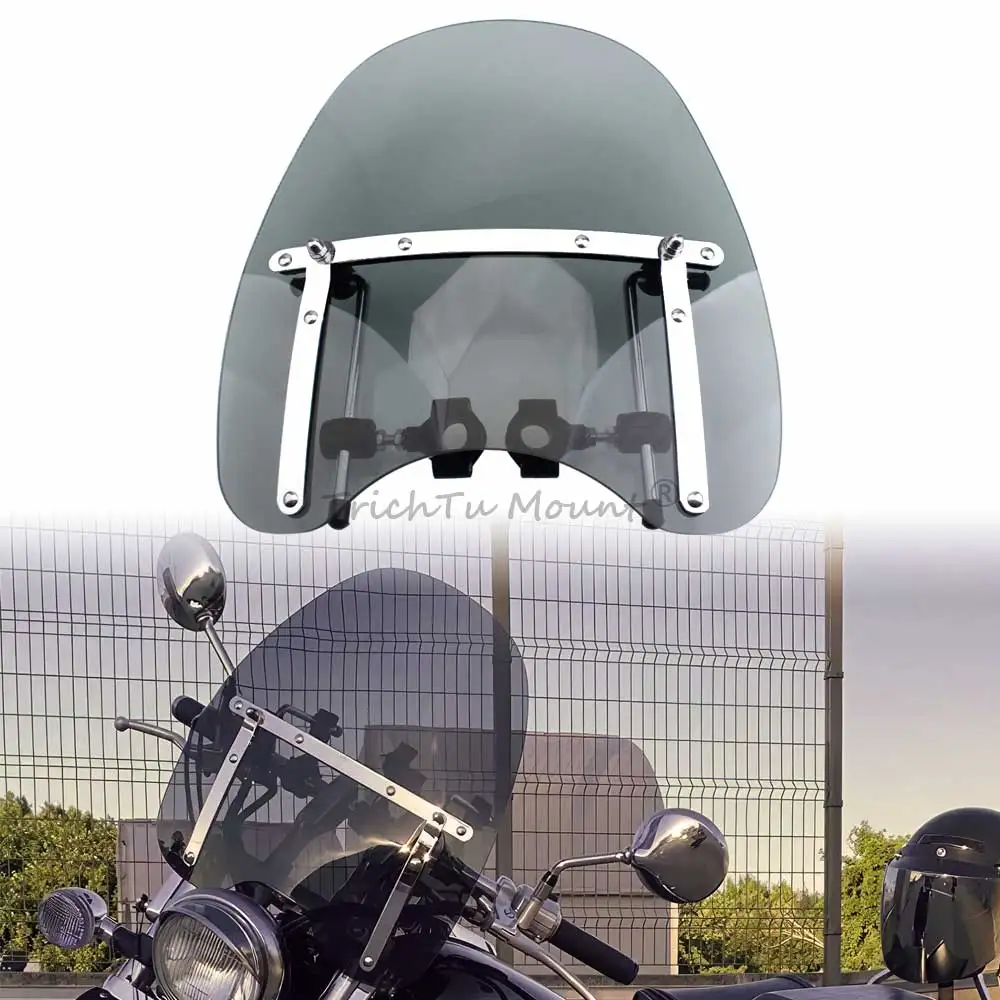 

17" Motorcycle Fairing Windshield Smoke For Harley Honda Yamaha Suzuki Victory Indian Triumph Ducati Windscreen Wind Deflector