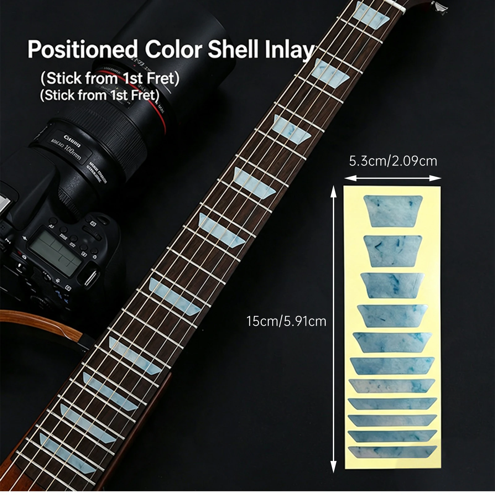 Guitar Fretboard Stickers, Removable Self-Adhesive Fret Marker Scale Inlay Decals for Acoustic Electric Guitar Ukulele Bass
