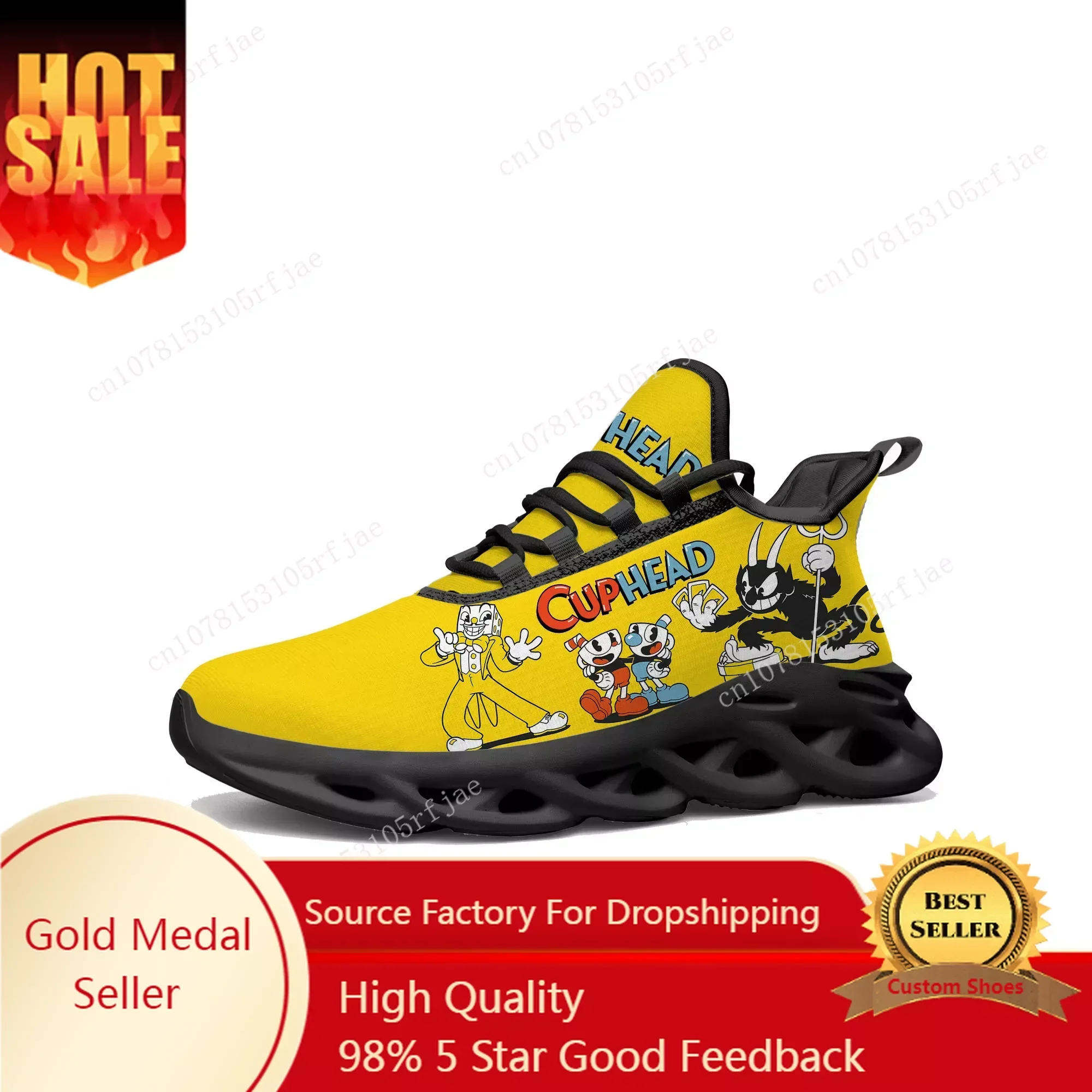 

Hot Cupheads Mugmans Cartoon Game Flats Sneakers Men Women Teenager Sports Running Shoes High Quality Tailor Made Lace Up Shoes