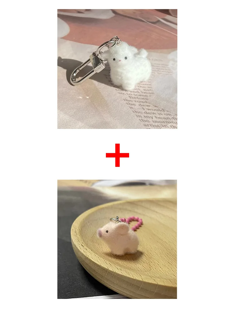 Fluffy Cute White Sheep Keychain