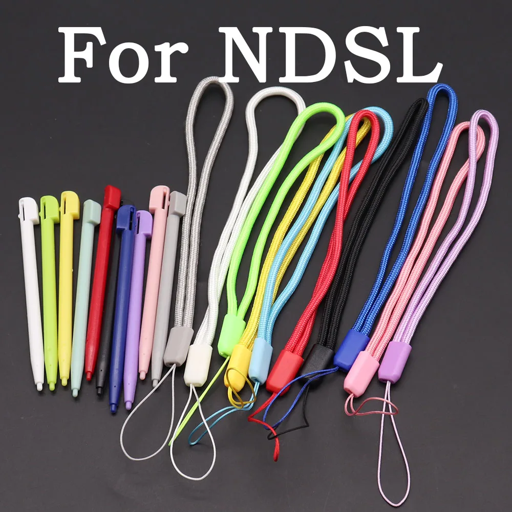 2 in 1 10 Colors Multi-Color Plastic Touch Screen Pen Stylus Portable Pen Pencil Touchpen Set for NDSL DS LITE W/ Hand Strap