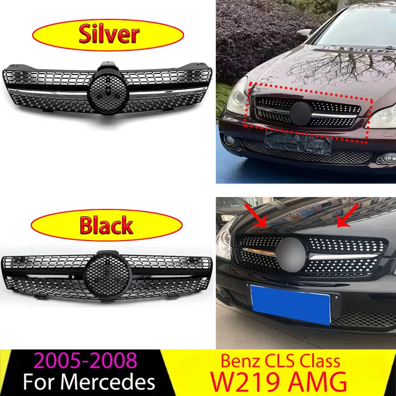 

Решетка переднего бампера для Mercedes-Benz CLS Class W219 CLS350 CLS500 CLS550 SLS600 CLS63 AMG 2005 2006 2007 2008 Решетки звездного неба