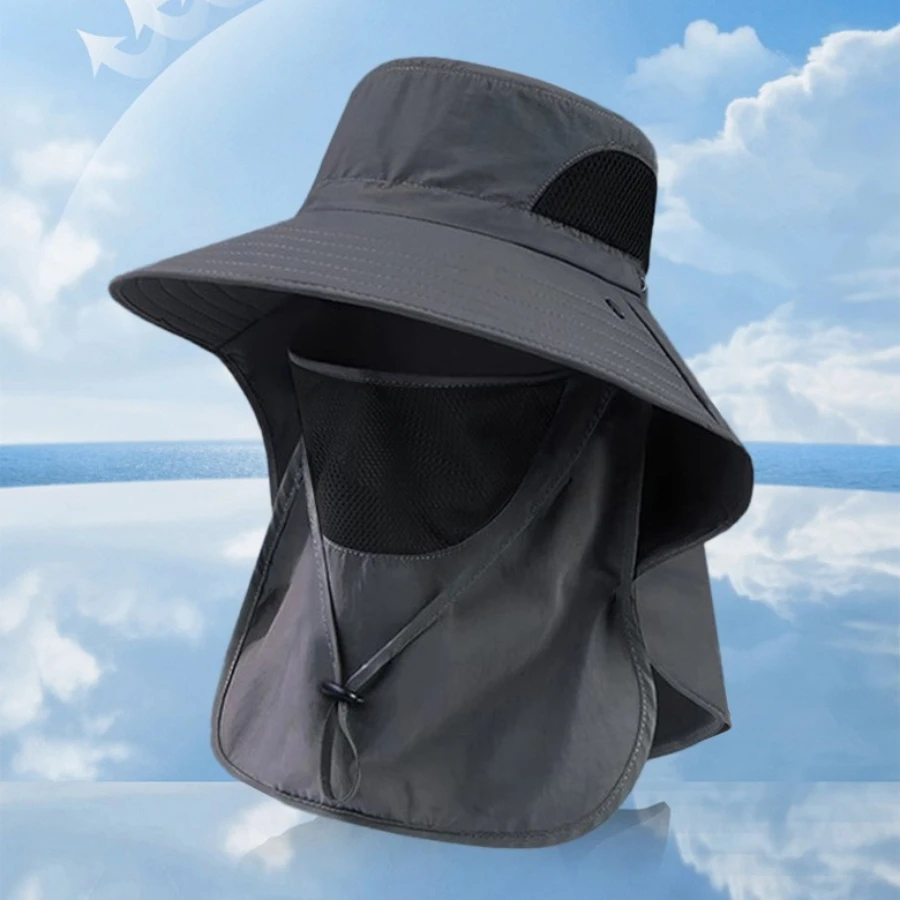 Summer Sun Hats UV Protection Outdoor Hunting Fishing Cap For Men Women Hiking Camping Visor Bucket Hat Neck Flap Fisherman Hat
