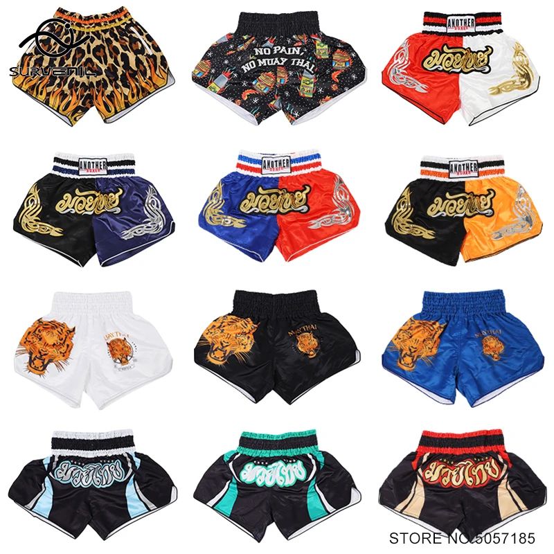 Muay Thai Shorts Embroidery Boxing Shorts Men Women Kids Boy Girl MMA Sparring Kickboxing Shorts Martial Arts Fight Workout Wear