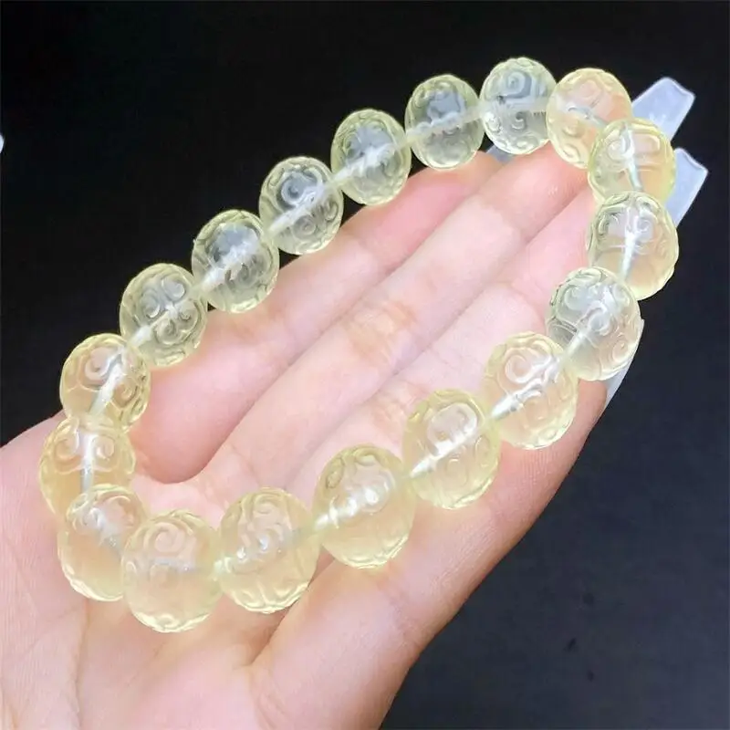 11MM Natural Lemon Citrine Mosaic Bracelet Crystal Gemstone Fashion Healing Chakra Stress Relief Reiki Yoga Energy Gift 1pcs