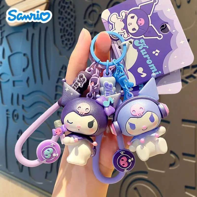أزياء سانريو Kawaii Kuromi المفاتيح الكرتون أنيمي حقيبة ظهر الطالب قلادة لطيف زوجين هدية عيد ميلاد فتاة هدية عيد #1