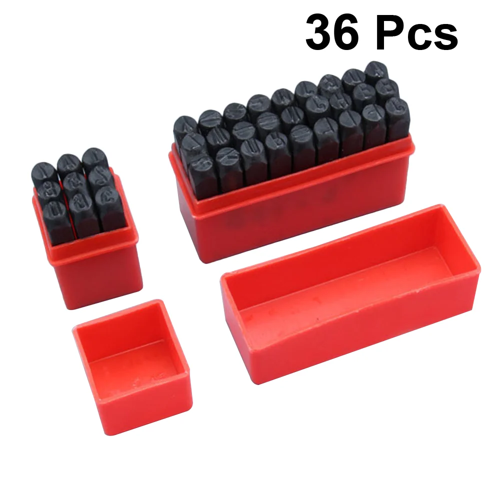 36 PCS Jewelry Hole Punch Tool Letter Number Stamp Suite Craft Carbon Steel