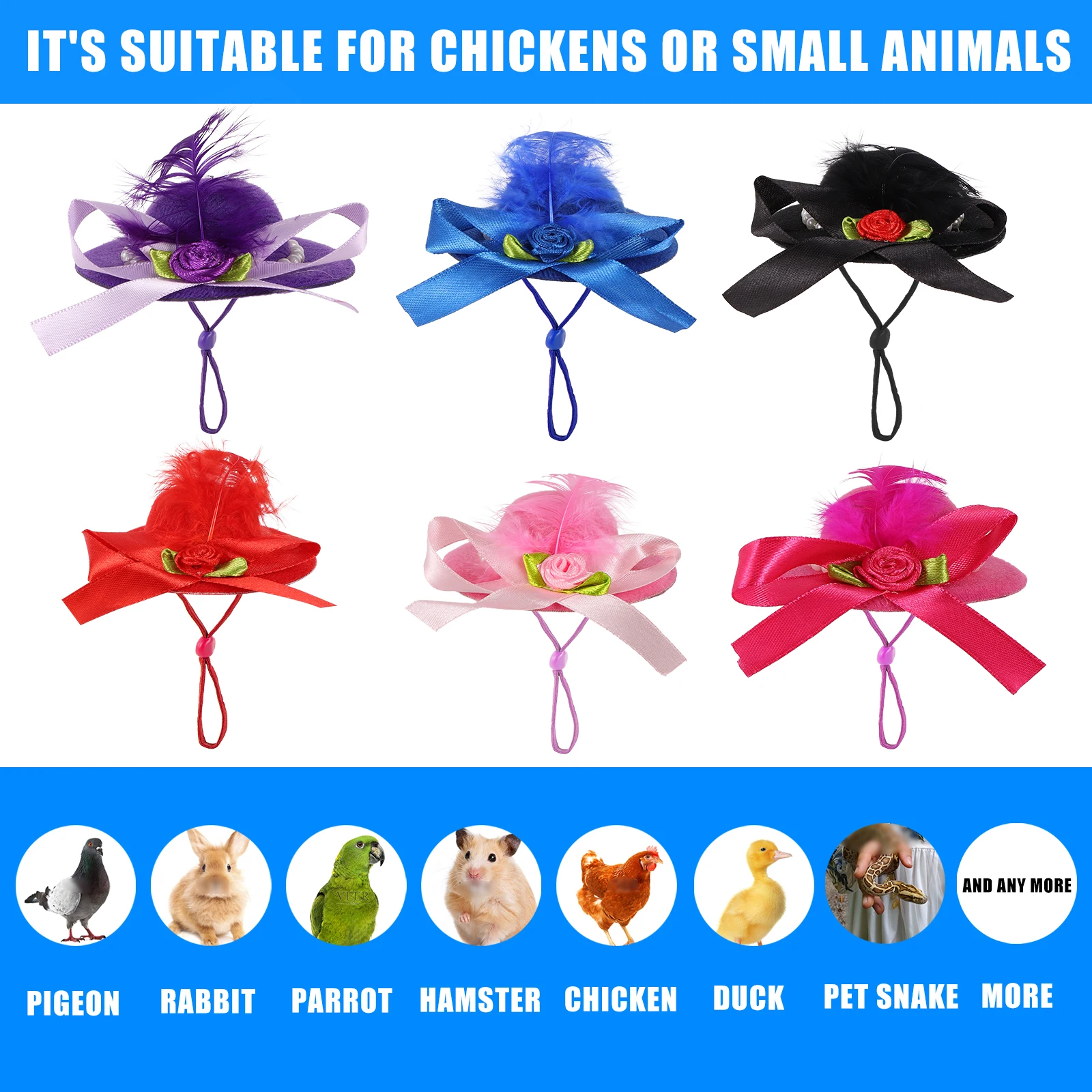 1 Pc Pigeon Velvet Flower Top Hat Pet Hamster Lizard Hat Interesting Pet Feather Top Hat Poultry Fashion Performance Costume