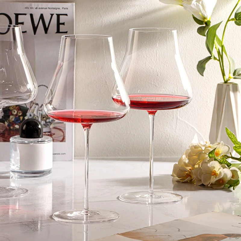 Large Capacity Ultra-thin Handmade Pot-bellied Burgundy Red Wine Glass High-end Home High-value Wine Light Luxury Crystal Goblet