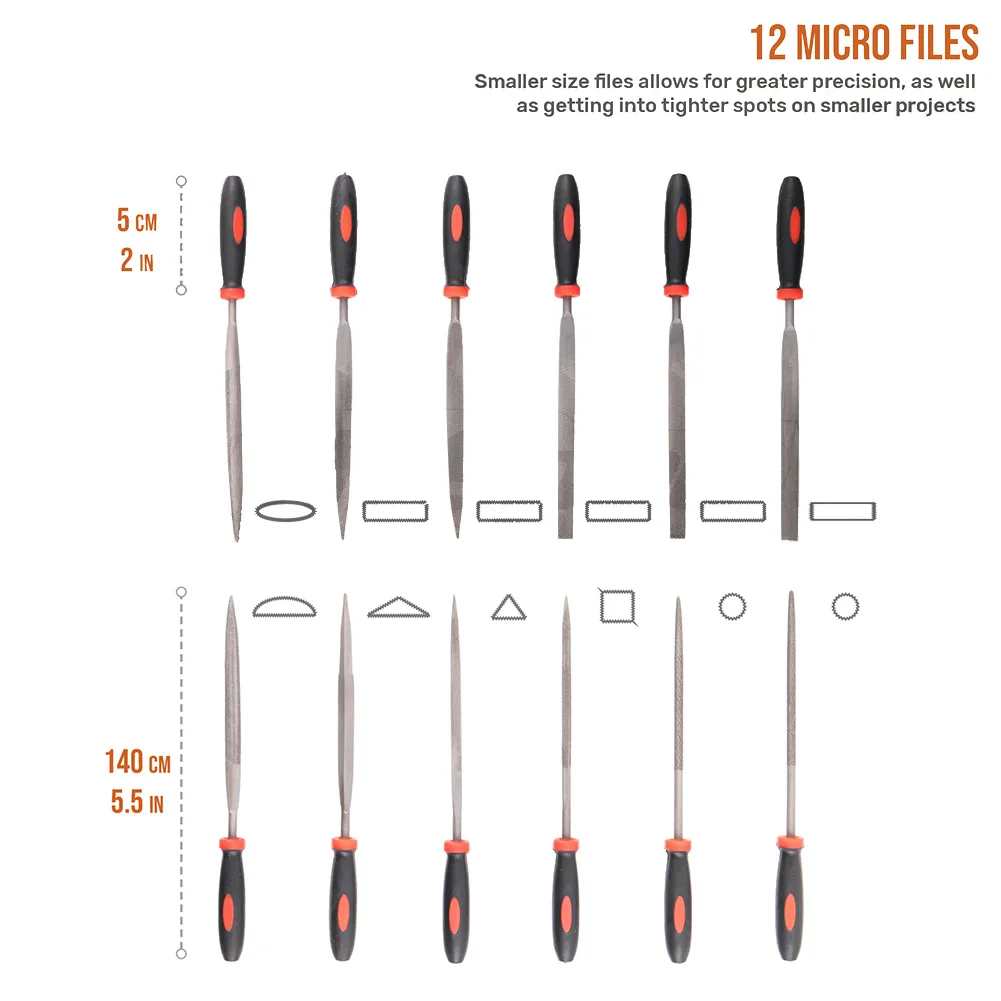 16pcs Metal Hand File Set Double Pattern Large Small Files With Brush Steel Files For Precision Metal File Work Wood Files