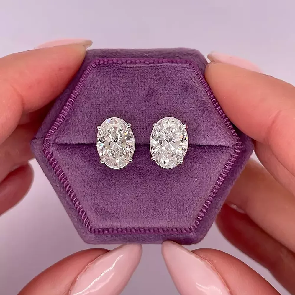 1/2 Carat D Color Oval Cut Moissanite Diamond Stud EarringsCertified Certificates S925 Sterling Silver Ear Studs for Women Men