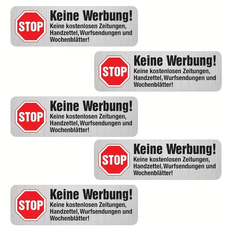 5 عبوات من الملصقات القابلة للإزالة والخالية من الإعلانات (مادة PET) لإيقاف إعلانات صندوق البريد