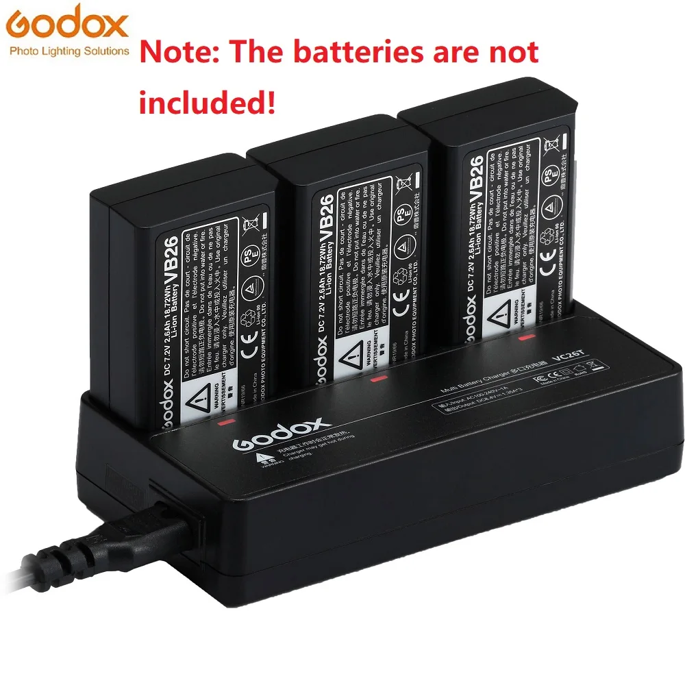 Godox VC26T Multi-Battery Charger for Three VB26 VB26A WB100 WB100A Batteries of V1 V860III V850III AD100Pro