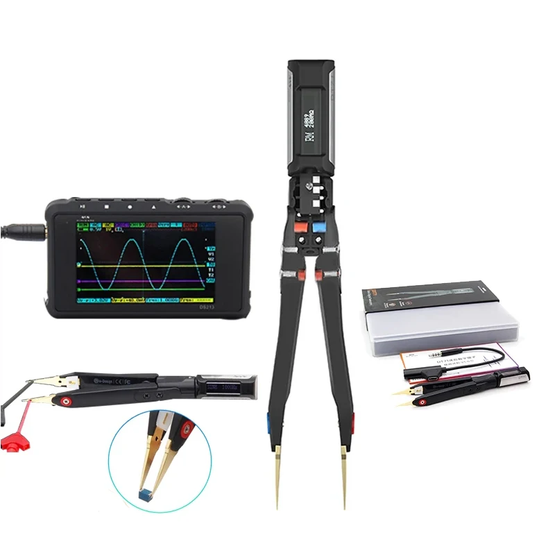 Pinset cerdas Digital portabel, Pinset DT71 LCR SMD penguji 10KHz Meter alat reparasi debug Generator sinyal tampilan OLED