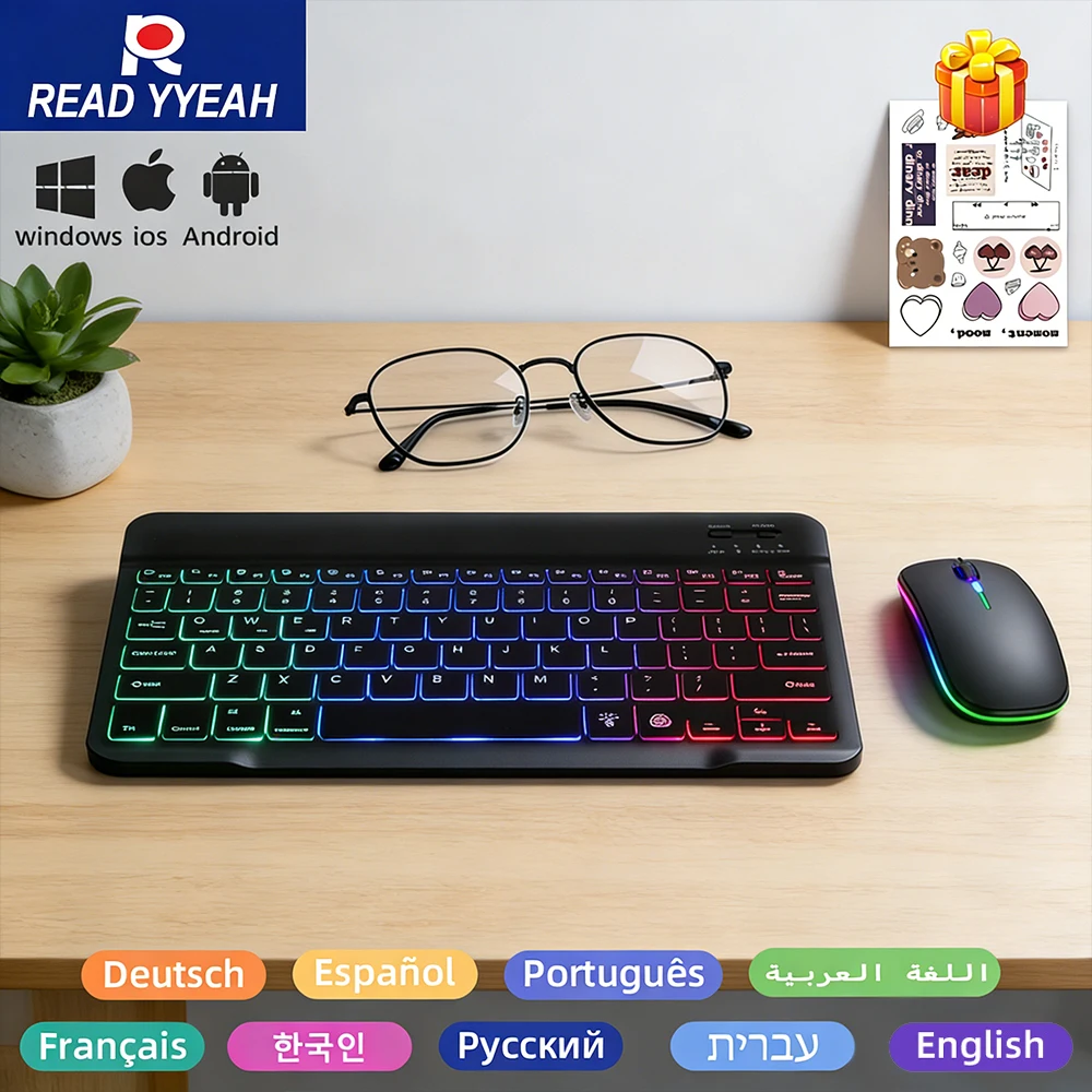 Multilingual Mini Keyboard Mouse For Xiaomi iPad Samsung iOS Android Windows Tablet Phone PC Bluetooth Wireless Keyboard Spanish