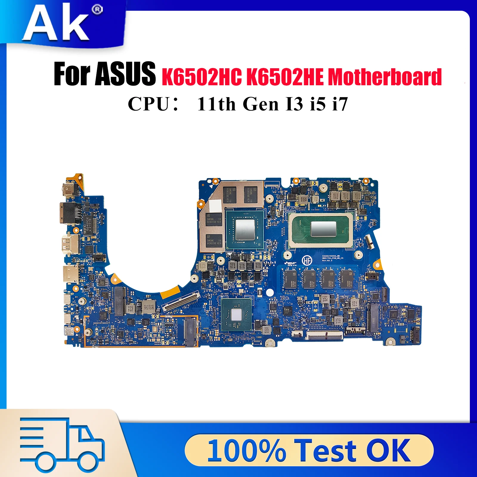 

K6502HC Материнская плата для ноутбука ASUS TUF Gaming K6502HE K6502H K6502HC Материнская плата с процессором 11-го поколения I3 i5 i7 100% тест, быстрая доставка