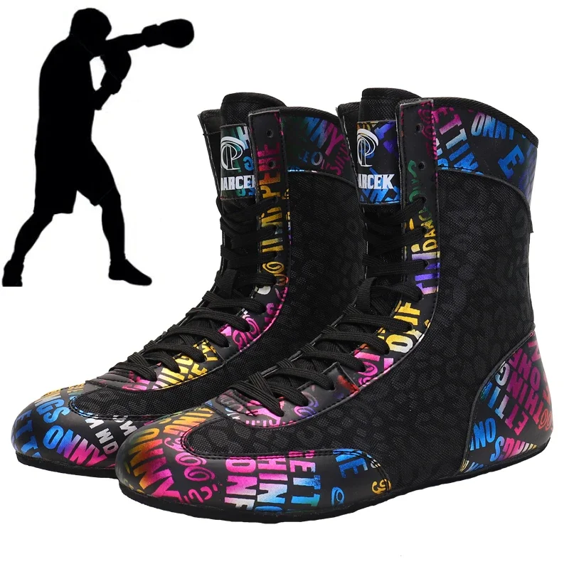 Botas de boxeo para hombres y mujeres, zapatos de lucha, calzado deportivo de combate, equipo de fitness, botas de combate de entrenamiento